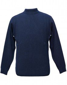 Men pure wool sweater plain heavy navy